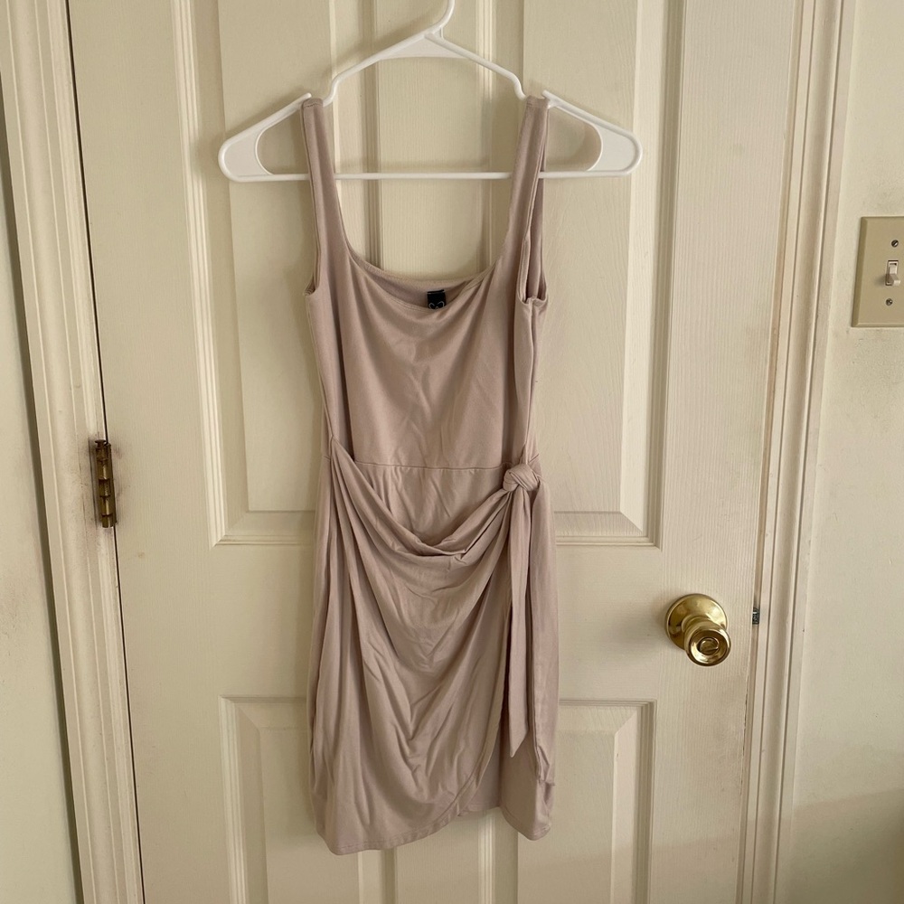 Windsor Beige Draped Mini Dress
